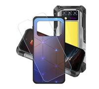 GYDQQKJ Coque + avec Verre Trempé écran Glass pour Oukitel WP100 Titan, Housse Etui Flexible Protection Souple Silicone Gel Noir TPU Case Cover pour Oukitel WP100 Titan (6.80") - LH3