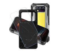 GYDQQKJ Coque + avec Verre Trempé écran Glass pour Oukitel WP100 Titan, Housse Etui Flexible Protection Souple Silicone Gel Noir TPU Case Cover pour Oukitel WP100 Titan (6.80") - LH32