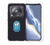 GYDQQKJ Coque avec Verre Trempé écran Glass pour Oukitel WP36 Pro (6.52"), Housse Etui Flexible Protection Souple Silicone Gel Noir TPU Case Cover Anneau (Bleu Anneau Telephone)