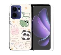 GYDQQKJ Coque avec Verre Trempé écran Glass pour Reno 13 FS 5G, Housse Etui Flexible Protection Souple Silicone Gel Noir TPU Case Cover pour Reno 13 FS 5G (6.67") - LLM47