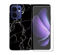 GYDQQKJ Coque avec Verre Trempé écran Glass pour Reno 13 FS 5G, Housse Etui Flexible Protection Souple Silicone Gel Noir TPU Case Cover pour Reno 13 FS 5G (6.67") - LLM9