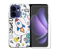 GYDQQKJ Coque avec Verre Trempé écran Glass pour Reno 13 FS 5G, Housse Etui Flexible Protection Souple Silicone Gel Noir TPU Case Cover pour Reno 13 FS 5G (6.67") - LLM36