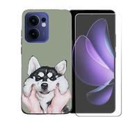 GYDQQKJ Coque avec Verre Trempé écran Glass pour Reno 13 FS 5G, Housse Etui Flexible Protection Souple Silicone Gel Noir TPU Case Cover pour Reno 13 FS 5G (6.67") - LLM8