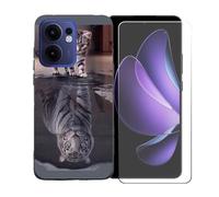 GYDQQKJ Coque avec Verre Trempé écran Glass pour Reno 13 FS 5G, Housse Etui Flexible Protection Souple Silicone Gel Noir TPU Case Cover pour Reno 13 FS 5G (6.67") - BST8