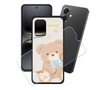 GYDQQKJ Coque + avec Verre Trempé écran Glass pour Tecno Pop 10 4G, Housse Etui Flexible Protection Souple Silicone Gel Noir TPU Case Cover pour Tecno Pop 10 4G (6.67") - LH70