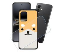 GYDQQKJ Coque + avec Verre Trempé écran Glass pour Tecno Pop 10 4G, Housse Etui Flexible Protection Souple Silicone Gel Noir TPU Case Cover pour Tecno Pop 10 4G (6.67") - LH83