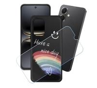 GYDQQKJ Coque + avec Verre Trempé écran Glass pour Tecno Spark Go 2, Housse Etui Flexible Protection Souple Silicone Gel Noir TPU Case Cover pour Tecno Spark Go 2 (6.67") - LH60
