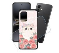 GYDQQKJ Coque + avec Verre Trempé écran Glass pour Tecno Spark Go 2, Housse Etui Flexible Protection Souple Silicone Gel Noir TPU Case Cover pour Tecno Spark Go 2 (6.67") - LH65