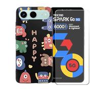 GYDQQKJ Coque avec Verre Trempé écran Glass pour Tecno Spark Go 5G, Housse Etui Flexible Protection Souple Silicone Gel Noir TPU Case Cover pour Tecno Spark Go 5G (6.74") - LLM45