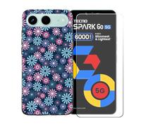 GYDQQKJ Coque avec Verre Trempé écran Glass pour Tecno Spark Go 5G, Housse Etui Flexible Protection Souple Silicone Gel Noir TPU Case Cover pour Tecno Spark Go 5G (6.74") - BST19