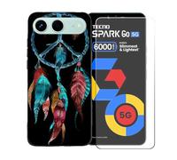 GYDQQKJ Coque avec Verre Trempé écran Glass pour Tecno Spark Go 5G, Housse Etui Flexible Protection Souple Silicone Gel Noir TPU Case Cover pour Tecno Spark Go 5G (6.74") - BST3