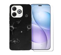 GYDQQKJ Coque avec Verre Trempé écran Glass pour Wiko Hi Enjoy 80 Pro, Housse Etui Flexible Protection Souple Silicone Gel Noir TPU Case Cover pour Wiko Hi Enjoy 80 Pro (6.70") - BST14