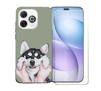 GYDQQKJ Coque avec Verre Trempé écran Glass pour Wiko Hi Enjoy 80 Pro, Housse Etui Flexible Protection Souple Silicone Gel Noir TPU Case Cover pour Wiko Hi Enjoy 80 Pro (6.70") - LLM8