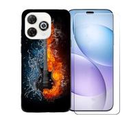 GYDQQKJ Coque avec Verre Trempé écran Glass pour Wiko Hi Enjoy 80 Pro, Housse Etui Flexible Protection Souple Silicone Gel Noir TPU Case Cover pour Wiko Hi Enjoy 80 Pro (6.70") - BST16