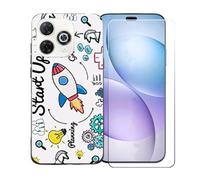 GYDQQKJ Coque avec Verre Trempé écran Glass pour Wiko Hi Enjoy 80 Pro, Housse Etui Flexible Protection Souple Silicone Gel Noir TPU Case Cover pour Wiko Hi Enjoy 80 Pro (6.70") - LLM36