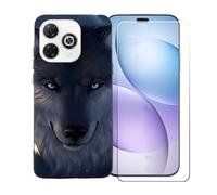 GYDQQKJ Coque avec Verre Trempé écran Glass pour Wiko Hi Enjoy 80 Pro, Housse Etui Flexible Protection Souple Silicone Gel Noir TPU Case Cover pour Wiko Hi Enjoy 80 Pro (6.70") - BST12