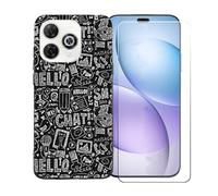 GYDQQKJ Coque avec Verre Trempé écran Glass pour Wiko Hi Enjoy 80 Pro, Housse Etui Flexible Protection Souple Silicone Gel Noir TPU Case Cover pour Wiko Hi Enjoy 80 Pro (6.70") - LLM42