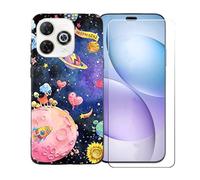 GYDQQKJ Coque avec Verre Trempé écran Glass pour Wiko Hi Enjoy 80 Pro, Housse Etui Flexible Protection Souple Silicone Gel Noir TPU Case Cover pour Wiko Hi Enjoy 80 Pro (6.70") - LLM38
