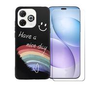 GYDQQKJ Coque avec Verre Trempé écran Glass pour Wiko Hi Enjoy 80 Pro, Housse Etui Flexible Protection Souple Silicone Gel Noir TPU Case Cover pour Wiko Hi Enjoy 80 Pro (6.70") - LLM44