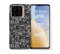 GYDQQKJ Coque avec Verre Trempé écran Glass pour ZTE Blade A56, Housse Etui Flexible Protection Souple Silicone Gel TPU Case Cover pour ZTE Blade A56 (6.75") - LLM42
