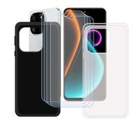 GYDQQKJ Coque pour Blackview Color 6 + 4 pièces Verre Trempé Film Protection écran, Lot de 2 Housse Etui Flexible Protection Souple Silicone Gel Translucide + Noir TPU Case Cover pour (6.67")