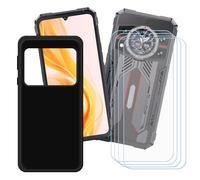 GYDQQKJ Coque pour Cubot Kingkong 11 + 4 pièces Verre Trempé Film Protection écran,Housse Etui Flexible Protection Souple Silicone Gel Noir TPU Case Cover pour (6.72")