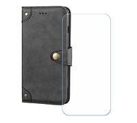 GYDQQKJ Coque pour Doogee Blade GT Pro 6.72", Housse Pochette de Carte Portefeuille en Cuir avec Rabat + Verre trempé écran Film Protecteur, Étui Cover Noir