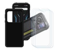 GYDQQKJ Coque pour Hotwav Cyber 15 + 4 pièces Verre Trempé Film Protection écran,Housse Etui Flexible Protection Souple Silicone Gel Noir TPU Case Cover pour (6.60")