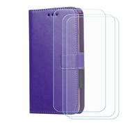 GYDQQKJ Coque pour Konrow Easy 5 (5.0"), Cuir Housse Protection + [3 Pièces Verre trempé écran Film Protecteur], Slot Flip Portefeuille Fente Étui Premium Cover - Violet -SXT