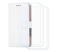 GYDQQKJ Coque pour Konrow Easy 5 (5.0"), Cuir Housse Protection + [4 Pièces Verre trempé écran Film Protecteur], Slot Flip Portefeuille Fente Étui Premium Cover - Blanc -SXT