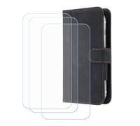 GYDQQKJ Coque pour Konrow Easy 5 (5.0"), Housse en Cuir Premium PU Protection + [3 Pièces Verre trempé écran Film Protecteur], Slot Flip Portefeuille Fente Étui Cover - Noir -FG