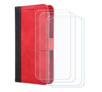 GYDQQKJ Coque pour Konrow Star 55 (5.50"), Housse en Cuir Premium PU Protection + [4 Pièces Verre trempé écran Film Protecteur], Slot Flip Portefeuille Fente Étui Cover - Rose -FG