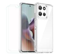 GYDQQKJ Coque pour Motorola Moto G56 + 2 pièces Verre Trempé Film Protection écran,Housse Etui Flexible Souple Silicone Gel Transparente TPU Case Cover pour Motorola Moto G56 (6.77")