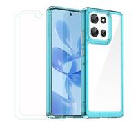 GYDQQKJ Coque pour Motorola Moto G86 + 2 pièces Verre Trempé Film Protection écran,Housse Etui Flexible Souple Silicone Gel Translucide Bleu TPU Case Cover pour Motorola Moto G86 (6.67")