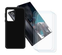 GYDQQKJ Coque pour Nubia Red Magic 11 Pro Plus + 4 pièces Verre Trempé Film Protection écran,Housse Etui Flexible Protection Souple Silicone Gel Noir TPU Case Cover pour (6.85")