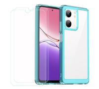GYDQQKJ Coque pour Oppo A5X 5G + 2 pièces Verre Trempé Film Protection écran,Housse Etui Flexible Souple Silicone Gel Translucide Bleu TPU Case Cover pour Oppo A5X 5G (6.67")