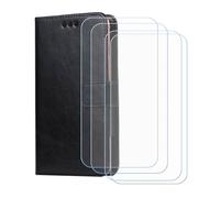 GYDQQKJ Coque pour Oscal Flat 2 (6.56"), Cuir Housse Protection + [4 Pièces Verre trempé écran Film Protecteur], Slot Flip Portefeuille Fente Étui Premium Cover - Noir -SXT