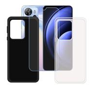 GYDQQKJ Coque pour Oscal Tiger 13 + Verre Trempé Film Protection écran, Lot de 2 Housse Etui Flexible Protection Souple Silicone Gel Translucide + Noir TPU Case Cover pour (6.67")
