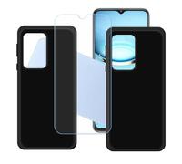 GYDQQKJ Coque pour Oukitel C1 Pro + Verre Trempé Film Protection écran, Lot de 2 Housse Etui Flexible Protection Souple Silicone Gel Noir TPU Case Cover pour (6.52")