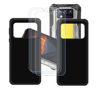 GYDQQKJ Coque pour Oukitel WP100 Titan + 3 pièces Verre Trempé Film Protection écran, Lot de 2 Housse Etui Flexible Protection Souple Silicone Gel Noir TPU Case Cover pour (6.80")