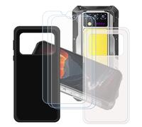 GYDQQKJ Coque pour Oukitel WP100 Titan + 3 pièces Verre Trempé Film Protection écran, Lot de 2 Housse Etui Flexible Protection Souple Silicone Gel Translucide + Noir TPU Case Cover pour (6.80")