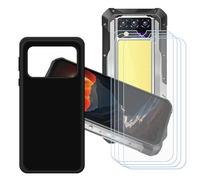 GYDQQKJ Coque pour Oukitel WP100 Titan + 4 pièces Verre Trempé Film Protection écran,Housse Etui Flexible Protection Souple Silicone Gel Noir TPU Case Cover pour (6.80")