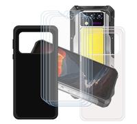 GYDQQKJ Coque pour Oukitel WP100 Titan + 4 pièces Verre Trempé Film Protection écran,Housse Etui Flexible Protection Souple Silicone Gel Transparente + Noir TPU Case Cover pour (6.80")