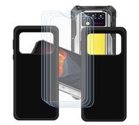 GYDQQKJ Coque pour Oukitel WP100 Titan + 4 pièces Verre Trempé Film Protection écran, Lot de 2 Housse Etui Flexible Protection Souple Silicone Gel Noir TPU Case Cover pour (6.80")