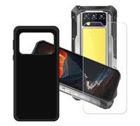 GYDQQKJ Coque pour Oukitel WP100 Titan + Verre Trempé Film Protection écran,Housse Etui Flexible Protection Souple Silicone Gel Noir TPU Case Cover pour (6.80")