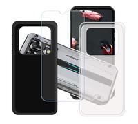 GYDQQKJ Coque pour Oukitel WP60 + Verre Trempé Film Protection écran, Lot de 2 Housse Etui Flexible Protection Souple Silicone Gel Translucide + Noir TPU Case Cover pour (7.20")