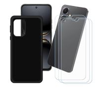 GYDQQKJ Coque pour Tecno Pop 10 4G + 3 pièces Verre Trempé Film Protection écran,Housse Etui Flexible Protection Souple Silicone Gel Noir TPU Case Cover pour (6.67")