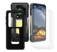 GYDQQKJ Coque pour Ulefone Armor 33 Pro + 4 pièces Verre Trempé Film Protection écran,Housse Etui Flexible Protection Souple Silicone Gel Noir TPU Case Cover pour (6.95")