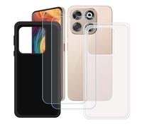 GYDQQKJ Coque pour ZTE Nubia V70 + 2 pièces Verre Trempé Film Protection écran, Lot de 2 Housse Etui Flexible Protection Souple Silicone Gel Translucide + Noir TPU Case Cover pour (6.70")