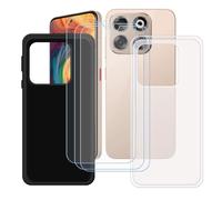 GYDQQKJ Coque pour ZTE Nubia V70 + 3 pièces Verre Trempé Film Protection écran, Lot de 2 Housse Etui Flexible Protection Souple Silicone Gel Translucide + Noir TPU Case Cover pour (6.70")